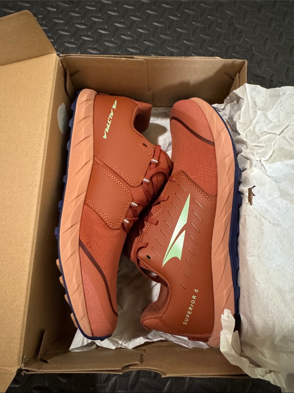 Altra Men's Trail Running Shoes in Rust with Navy Outsole